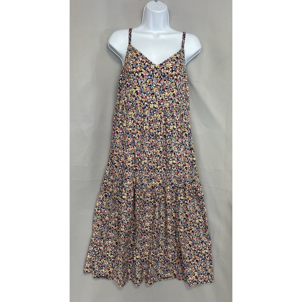 Old Navy Womens Floral Cami‎ Maxi Dress Sz M/petite Sleeveless Tiered Pockets